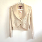 Y2K 90s Cable Knit Cream Cardigan Sweater, size Small, NEW! Jones Jeans Chunky