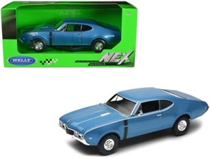 1968 OLDSMOBILE 442 BLUE 1/24 DIECAST MODEL CAR BY WELLY 24024 - Picture 1 of 1