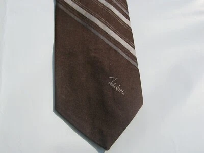 John Weitz Short Tie brown striped 54 x 3 Necktie 15435 - Image 1 of 3