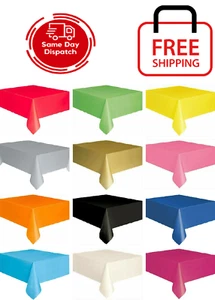 AEX Rectangle Disposable Plastic Table Covers Wipe Clean Party Table Cloth UK - Picture 1 of 7