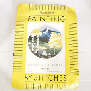 Vintage Painting By Stitches Long Stitch Kit Trees Wool Yarn Stamped Cotton - Foto 1 di 11