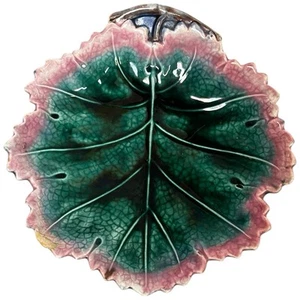 Antique 19th Cen Griffin Smith & Hill Etruscan Majolica Oak Leaf Plate Marked 8” - Picture 1 of 9
