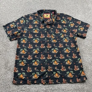 Cinch Shirt Men XXL Black Hawaiian Tiki Palm Tree Loop Collar Camp Surf Western - Picture 1 of 13