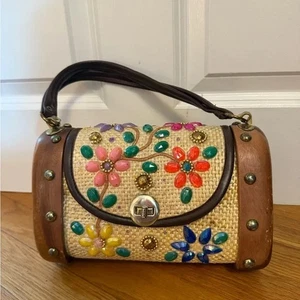 MAHLER Vintage Tropical Vacation Raffia Straw Floral Tiki Pinup 1960s - Picture 1 of 13