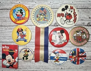 Lot 10 Vtg Disney Mickey Mouse Minnie Goofy Pinback Buttons Epcot Disney World - Picture 1 of 16
