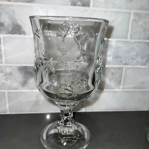 3 Anchor Hocking  Goblets embossed Floral water/tea stem glasses - Picture 1 of 7
