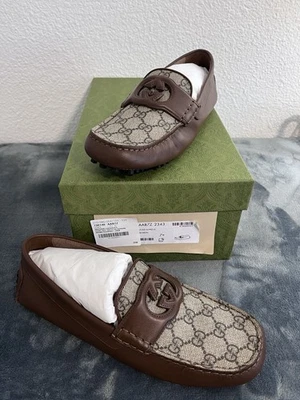 Nuevos mocasines suaves Gucci para hombre GG Supreme Clove pantorrilla marrón talla 7,5 (US 8) Foto 1 de 4