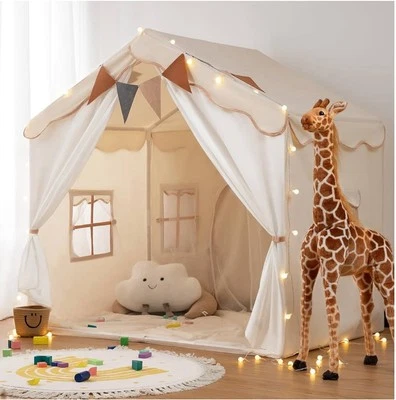 Kids Tent,kids Playhouse 2in1 With Padded Mat And Lights,large Play Tent With 2 - Image 1 of 4
