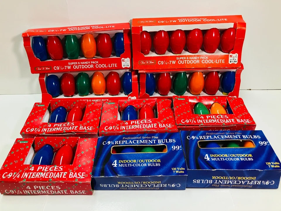 Vintage Kmart Replacement Christmas Light Bulbs 6 Packs Of 8 C7 5W Cool Clear