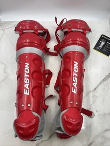 Easton Gametime Intermediate Catcher's Leg Guards - RED Adult 16" - Picture 1 of 8