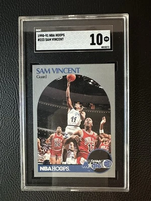 1990 NBA Hoops Sam Vincent #223 (Michael Jordan #12 Jersey) SGC 10 Gem Mint - Image 1 of 2