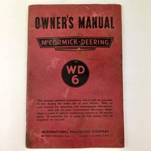 VTG McCormick-Deering Tractor Owner's Manual IH Model WD 6 1947 Authentic - Picture 1 of 13