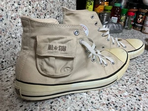 USA VINTAGE CONVERSE ALL STAR CARGO HI SCARPE DA UOMO TAGLIA 10,5 MARRONE CHIARO, ETICHETTA BLU - Foto 1 di 15