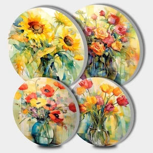 Cubiertas de quemador de estufa eléctrica con flores de acuarela, juego de 4 quemadores de estufa redondos C... - Imagen 1 de 7