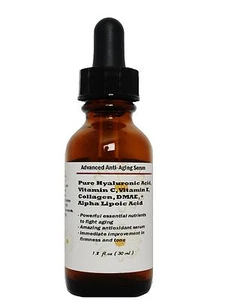 Advanced Anti-Aging Serum with Pure HA, Vit.C+E+Collagen +DMAE+Alpha Lipoic Acid - Picture 1 of 2