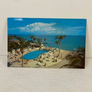 Vintage tropische Südküste Floridas Pool Palmen Postkarte 1968 verschickt - Bild 1 von 2