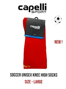 Calcetines hasta la rodilla Capelli Sports Soccer CS II Match rojos unisex grandes - ¡Nuevos! - Imagen 1 de 2
