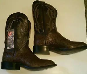 MENS NOCONA Tony Lama COWBOY BULLHIDE BROWN BOOTS SIZE 8 D soft cushion brown - Foto 1 di 11