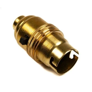 Switched Lamp Holder Brass Bayonet Cap (BC) (B22d) 1/2" Screw Thread - Picture 1 of 4