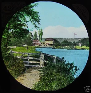 HAND COLOURED Glass Magic Lantern Slide SHIPLAKE MILL C1890 OXFORDSHIRE ENGLAND - Picture 1 of 2