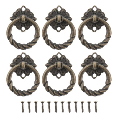 6 Stück Antike Schubladengriffe Ring Kommodenknöpfe Türknauf Retro Metall - Bild 1 von 4