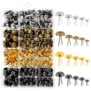 1200 Pcs Brads Kit 5 Sizes Round Fasteners Brass Plated for Scrapbooking - Picture 1 of 7