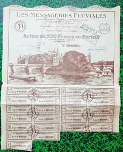 La France & Paris - Superbe Décor Cie de Navigation Fluviale par Péniche de 1927 - Picture 1 of 1