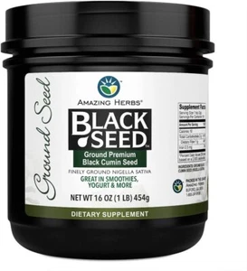 Amazing Herbs Black Seed Pure Ground Premium Black Cumin Seeds 16 oz Pack of 3 - Picture 1 of 5