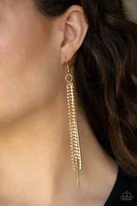 Paparazzi  "Center Stage Status" Dangling Earrings in Gold - Picture 1 of 2