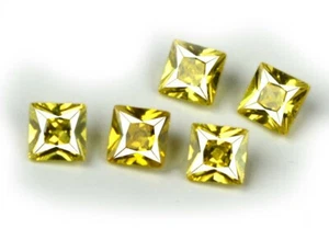 Lotto 5 pz zaffiro giallo 2,95 ct/3 mm taglio quadrato naturale certificato GM30 - Foto 1 di 8