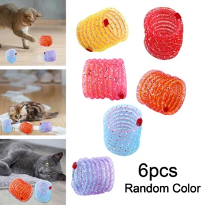 6x Funny Spring Line Tube Pet Cat Toy Kitten Chasing Teasing Interactive Gift - Picture 1 of 9
