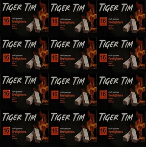 Tiger Tim FIRELIGHTERS BOX Long Burning High Fuel Hotspots Fire BULK SAVINGS - Picture 1 of 9