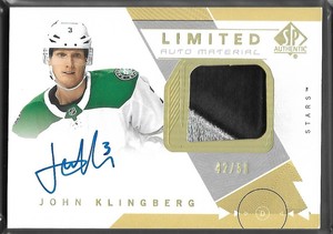 2018-19 SP Authentic 18-19 JOHN KLINGBERG Limited Auto Materials 42/50 Stars