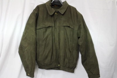 PERRY ELLIS Portfolio Green/Brown Faux Leather BOMBER Jacket Mens Size L-B101 - Image 1 of 4