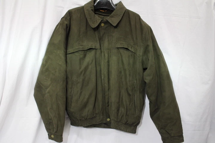 PERRY ELLIS Portfolio Green/Brown Faux Leather BOMBER Jacket Mens Size L-B101 - Image 1 of 4