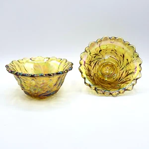 Kerzenhalter Wildrosen Ringelblume Bernstein Karneval Indiana Glas 2er Set - Bild 1 von 6