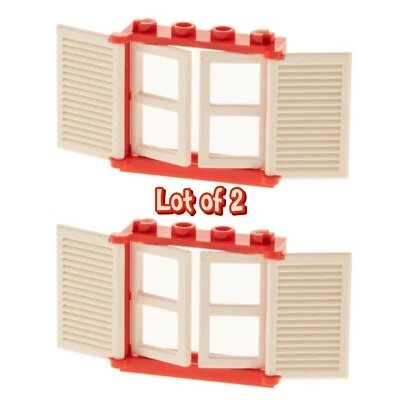 2x LEGO window frame 1x4x3 red disc 1x2x3 white wings white 3856 3854 3853 - Image 1 of 2