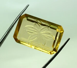 Natural Yellow 22.00 Citrine Gemstone AAA Top Quality Yellow Citrine Emerald Cut - Picture 1 of 8