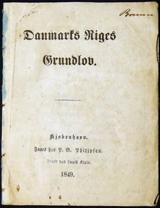 1849 DENMARK DANISH CONSTITUTION DANMARKS RIGES GRUNDLOV - Picture 1 of 4
