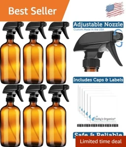 Refillable Amber Glass Spray Bottles (16oz) - 6 Pack for Cleaning & Aromatherapy - Picture 1 of 8