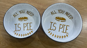 Two Vintage Style Enamel Round Pie Dishes