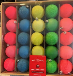 Caja Wondershop 50Ct. Adornos irrompibles NEÓN DIFÍCIL DE ENCONTRAR Último - Imagen 1 de 1