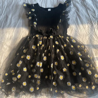 Little Girls Black Flower Dress 3-4 - Image 1 of 3