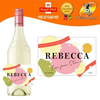 PERSONALISED LAMBRINI SPARKLING PERRY BOTTLE LABEL BIRTHDAY ANY OCCASION GIFT