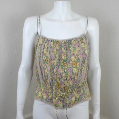 ASTR The Label Floral Crinkled Cami Top Womens L Sleeveless Lace Trim - Image 1 of 4