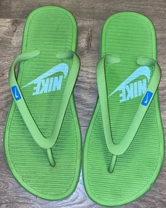 Nike Solarsoft Green Flip Flops Thong Wh Check Women’s Sz 8 Sandals EUC - Picture 1 of 7
