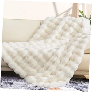  Luxury 1000GSM Rabbit Faux Fur Blanket, Super Heavy Warm Cozy Brown Blankets  - Picture 1 of 8