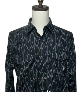 Ariat Shirt Mens Large Black Shea Pearl Snap Long Sleeve Western Cowboy Pockets - Picture 1 of 10