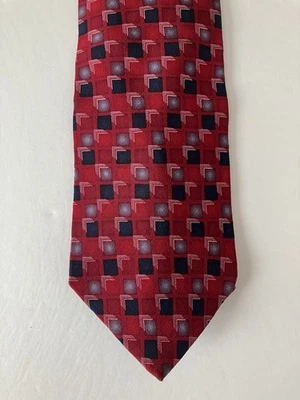 Corbata Stafford Hombre Seda Satén Rojo Negro Azul Geométrica Ancha 58" Foto 1 de 4