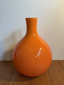 Vintage Bright Orange Art Glass Vase 10” Tall - Picture 1 of 8